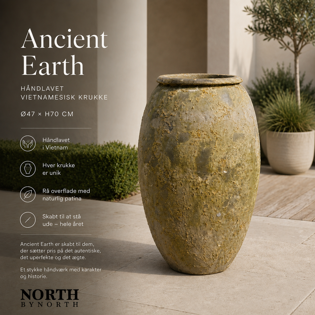 Statementkrukke Ancient Earth 85cm håndlavet vietnamesisk keramik