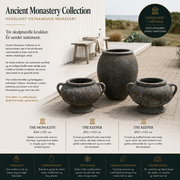 Ancient Monastery Collection - 3 håndlavede vietnamesiske krukker