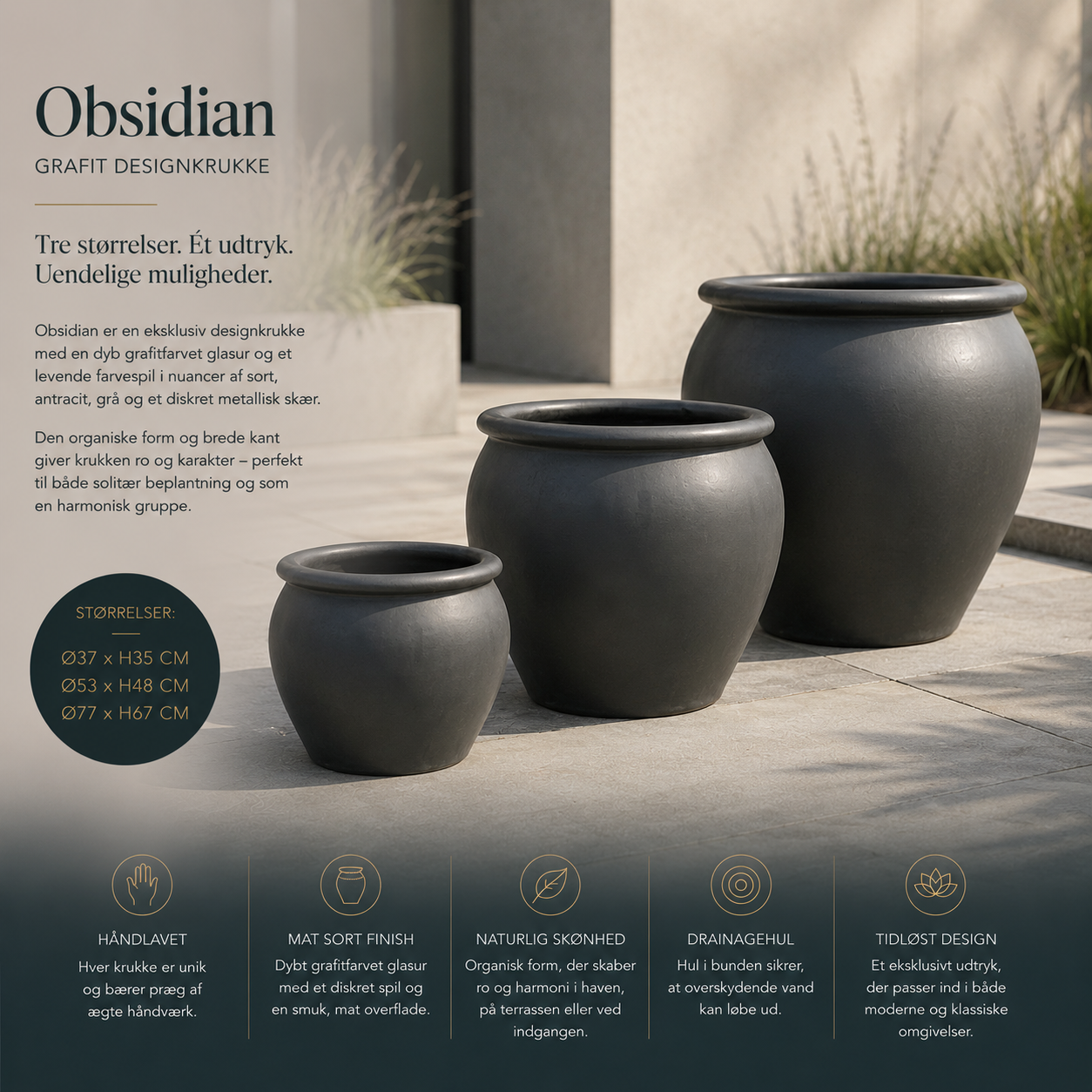Obsidian – Grafit Designkrukke