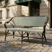 Paris Cafébænk m. armlæn Fransk flet – Grøn/Beige