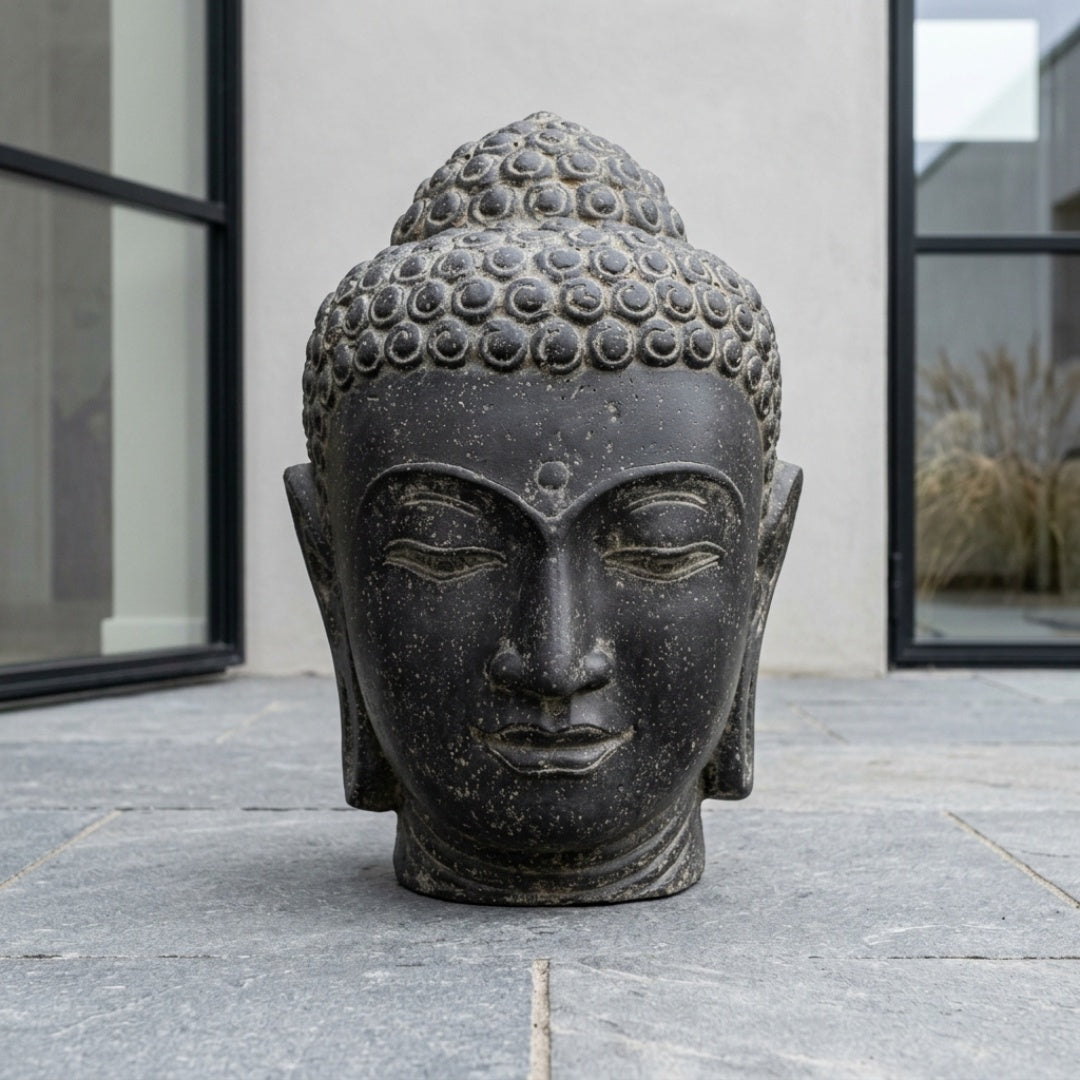 Buddha Hoved Statue – Grå 50 cm