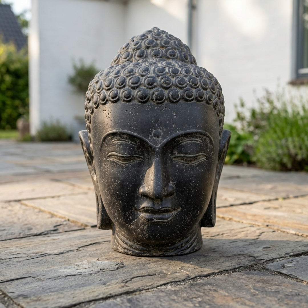 Buddha Hoved Statue – Grå 50 cm