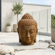 Buddha Head Statue - Rust 75 cm
