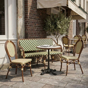 Paris Cafésæt (Cafébænk + 2 Stole) – AFRICA 4 Bordstel & Bordplade i Komprimeret Natursten m/ Marmorlook Ø70