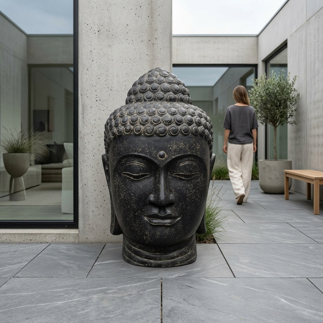Buddha Hoved Statue – Grey 100 cm