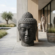 Buddha Head Statue - Grey 75 cm