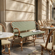Paris Cafébænk – Fransk Bistroflet - Grøn/Beige